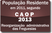 População Residente2011, segundo CAOP 2013 (Carta Administrativa Oficial de Portugal)